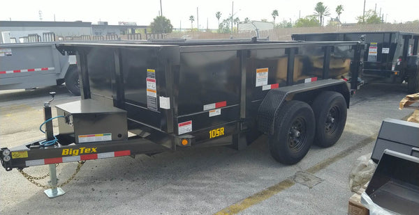 12 Foot Big Tex Pro Series Tandem Axle Single Ram with Spreader Gate Black Dump Trailer (10SR-12XLBK6SIR)