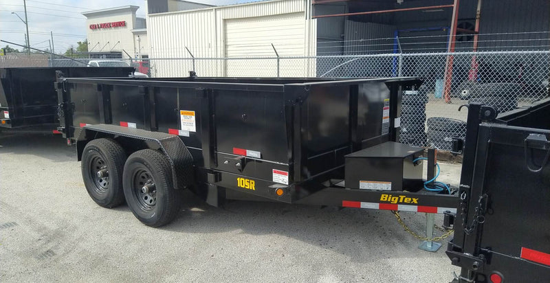 12 Foot Big Tex Pro Series Tandem Axle Single Ram with Spreader Gate Black Dump Trailer (10SR-12XLBK6SIR)