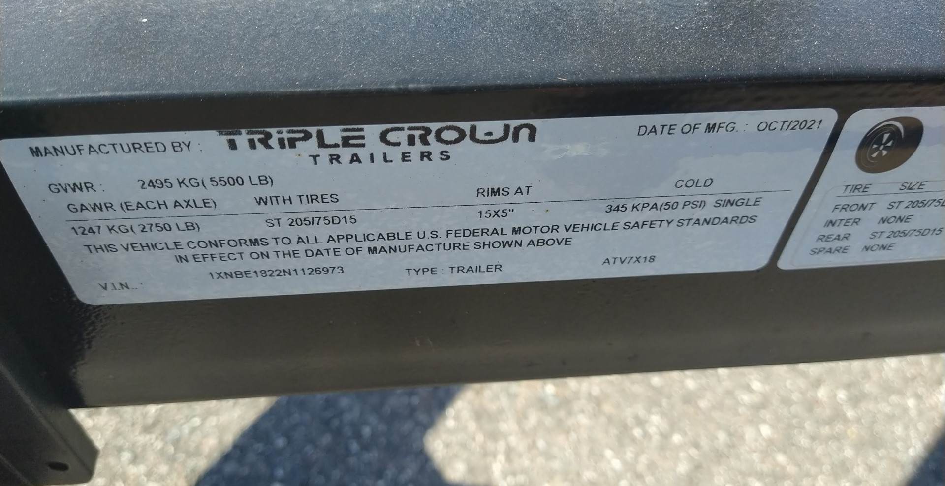 7X18 Triple Crown Black Utility Trailer (ATV7X18)