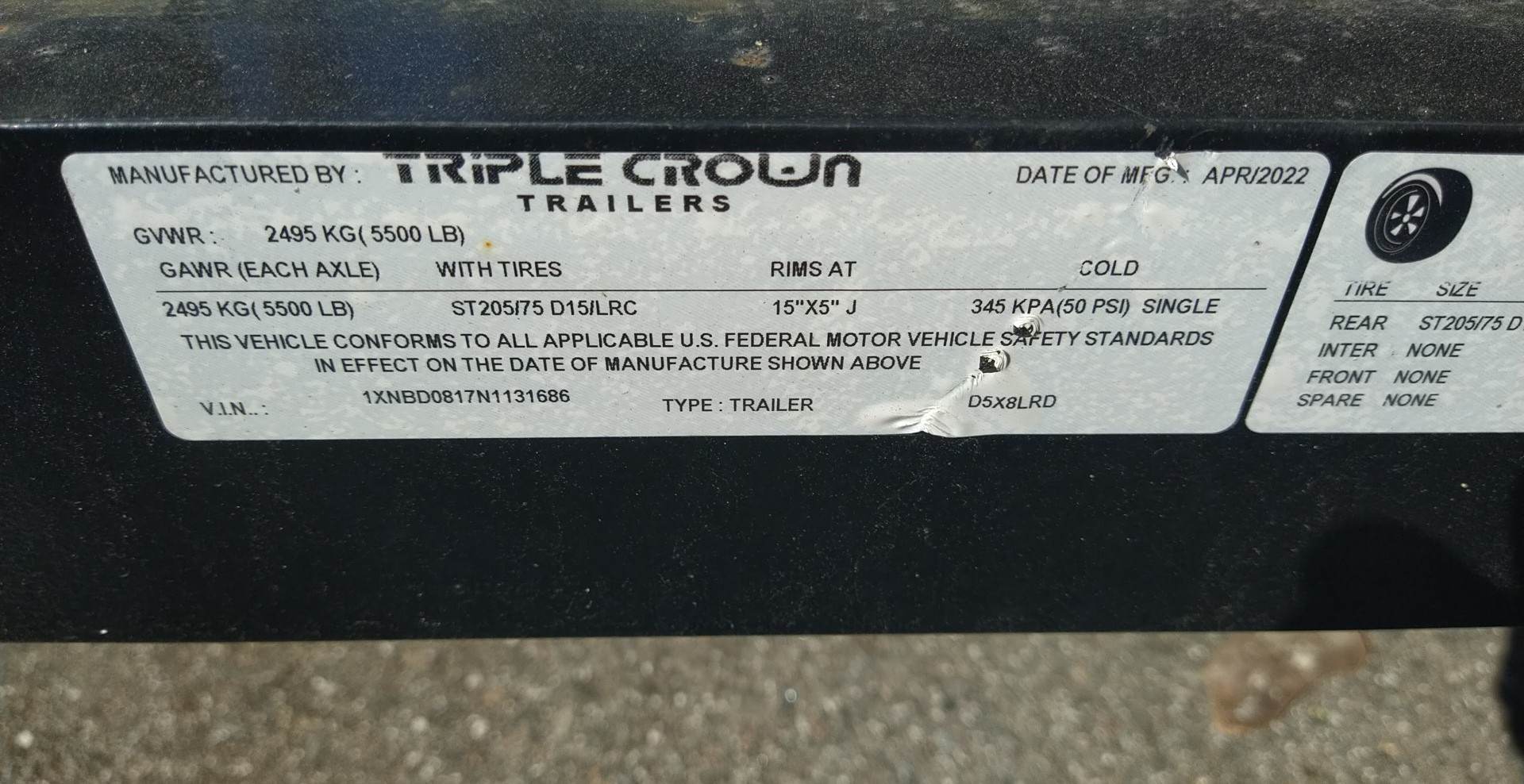 5X8 Triple Crown Lowrider Black Dump Trailer (D5X8LRD)