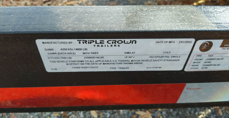 18 Foot Triple Crown Black Equipment Trailer (ECF7X1814K)