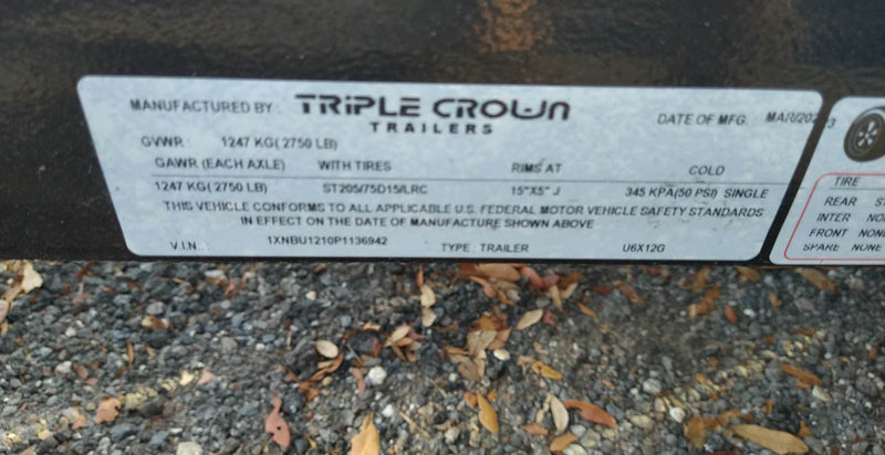 6X12 Triple Crown Black Utility Trailer (U6X12G)