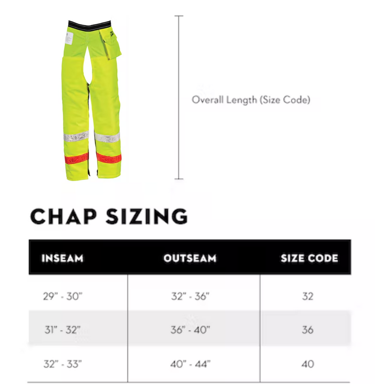 Stihl Pro Mark™ Hi-Vis Zip Chaps - 9 Layer | 7010 884 0819 | 7010 884 0820 | 7010 884 0821 | 7010 884 0822 - Main Street Mower | Winter Garden, Ocala, Clermont