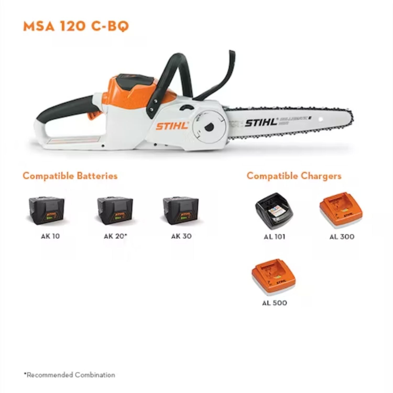 Tronçonneuse sur batterie Stihl MSA120 C-BQ guide 30 cm + chargeur